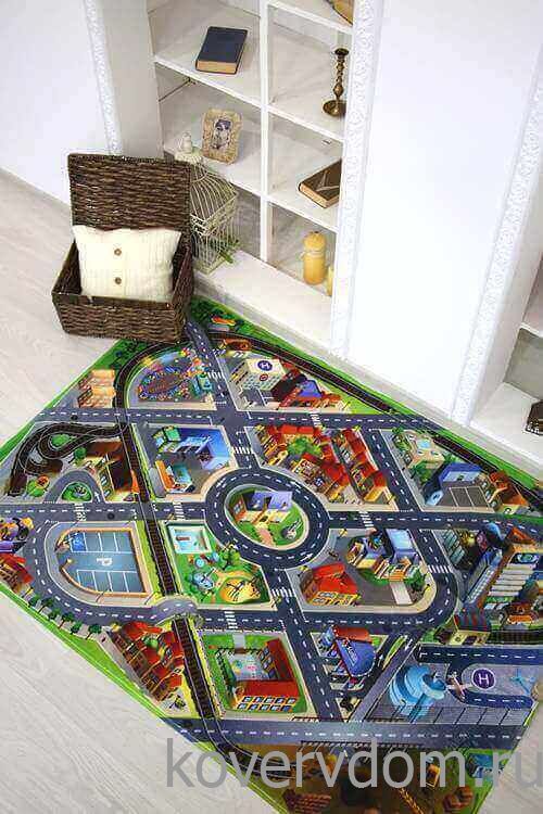 Детский развивающий 3D ковер Сказочный Городок с железной дорогой 86000 Детский развивающий 3D ковер Сказочный Городок с железной дорогой 86000