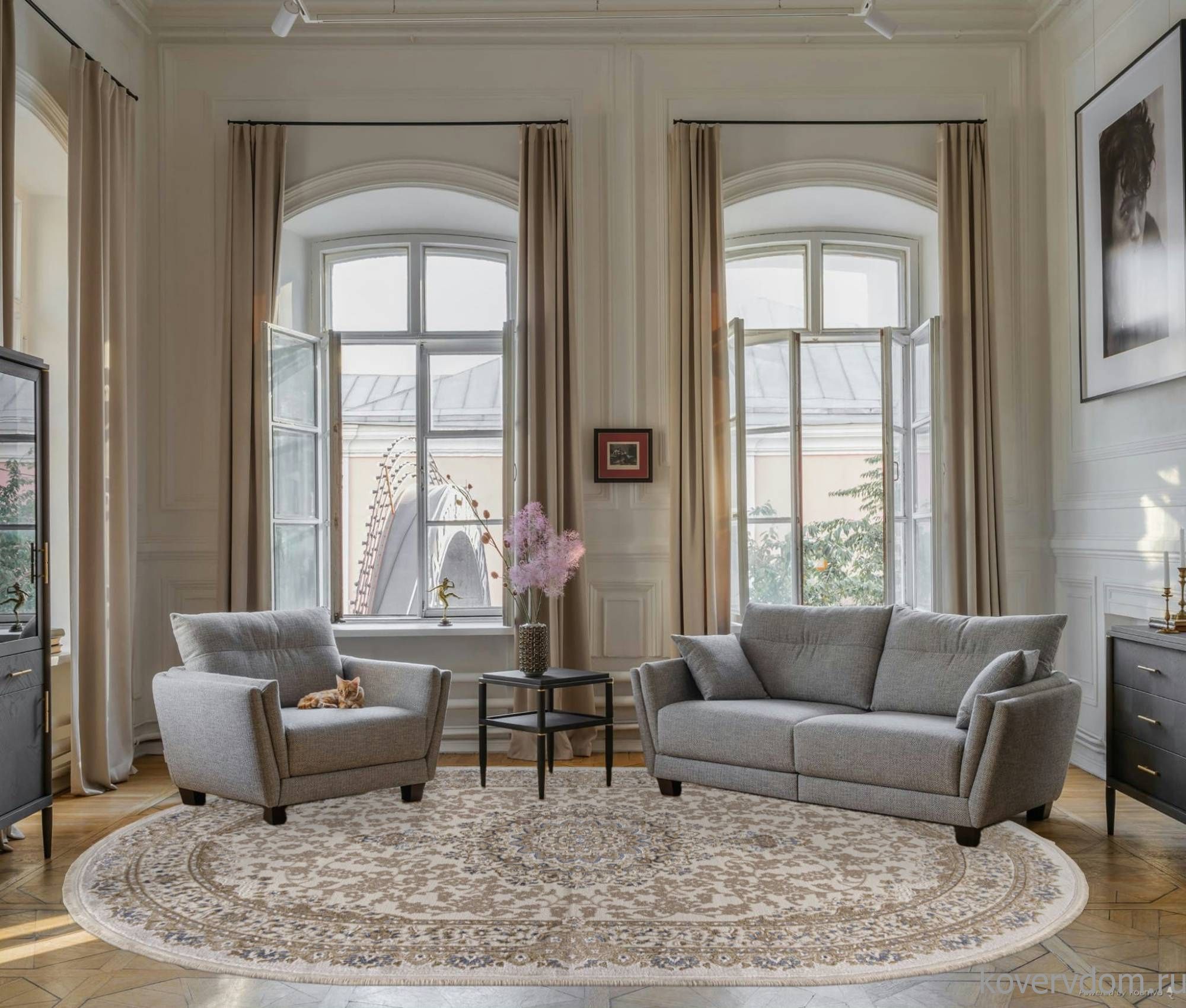 Ковер ESSA 27239A CREAM / BLUE Овал