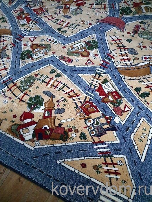 Детский ковер Веселые дорожки-L синий