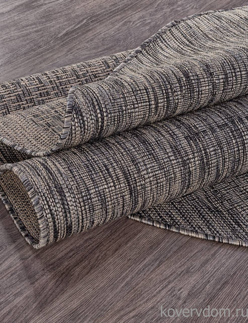 Ковер циновка VEGAS S008 D.GRAY-BLACK Овал