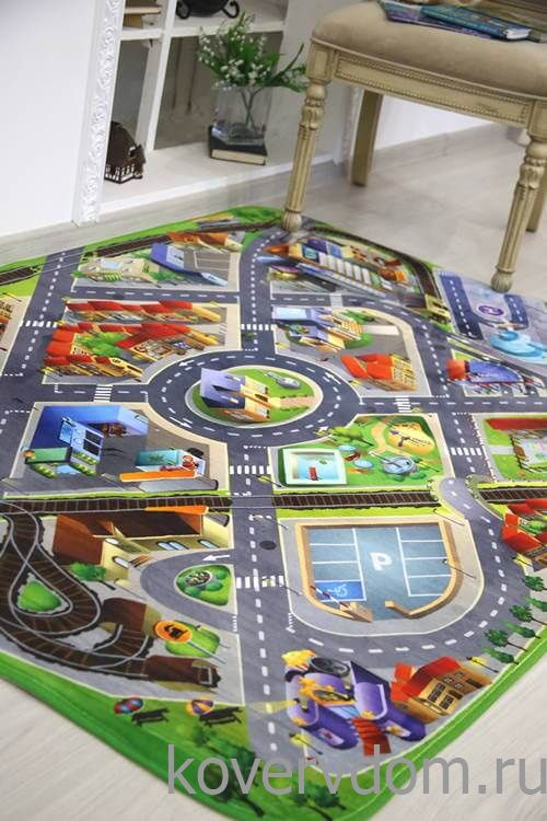 Детский развивающий 3D ковер Сказочный Городок с железной дорогой 86000 Детский развивающий 3D ковер Сказочный Городок с железной дорогой 86000
