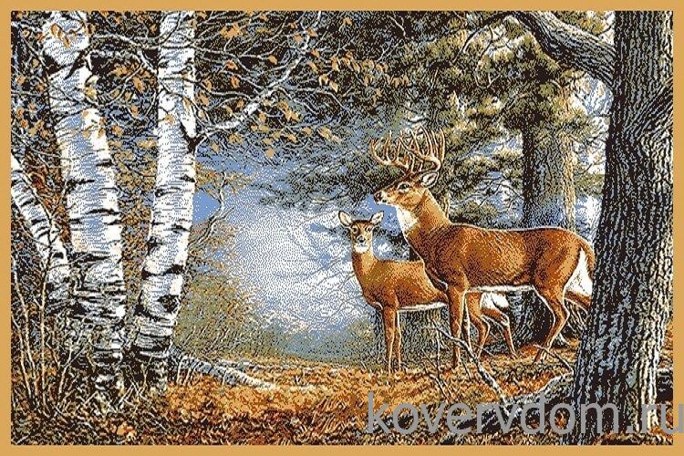 Шерстяной пейзажный ковер Hunnu Олени 6S1032-122