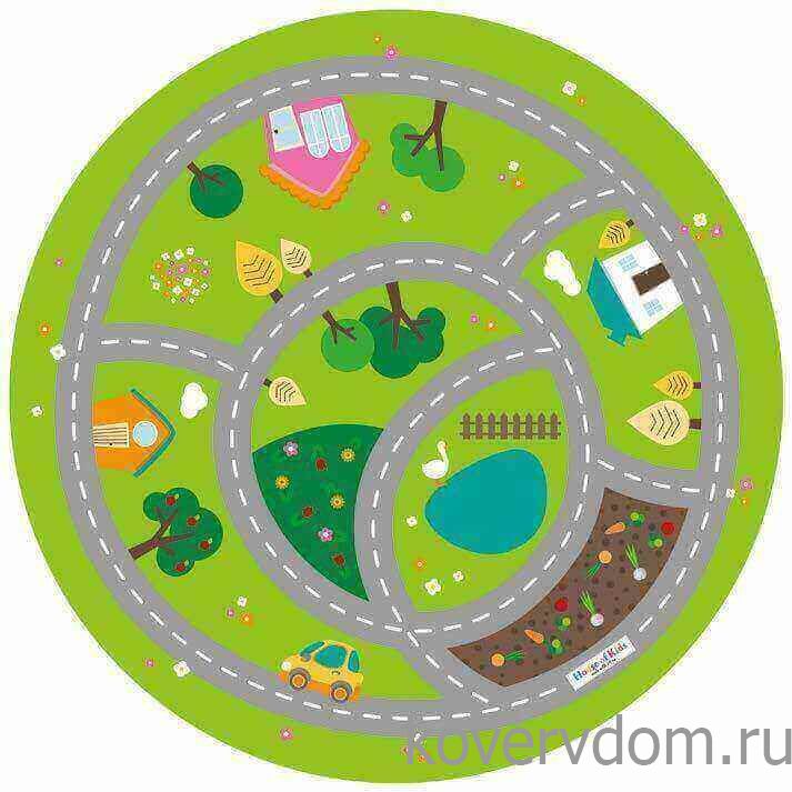 Детский развивающий 3D ковер с дорогами Лесная опушка 87100 круг  Детский развивающий 3D ковер с дорогами Лесная опушка 87100 круг