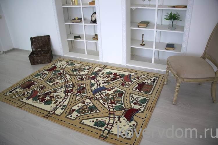 Детский ковер Веселые дорожки-L бежевый