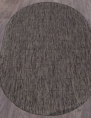Ковер циновка VEGAS S008 D.GRAY-BLACK Овал